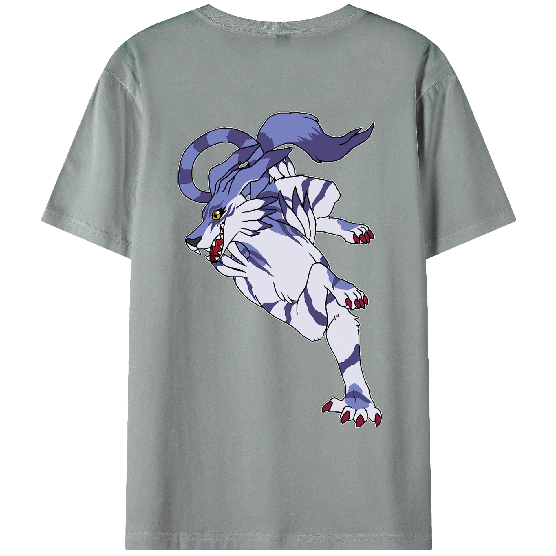 （画像用） Digimon デジタルモンスター/デジモン 綿100％ メンズ半袖Tシャツ（バックプリント） 通気性